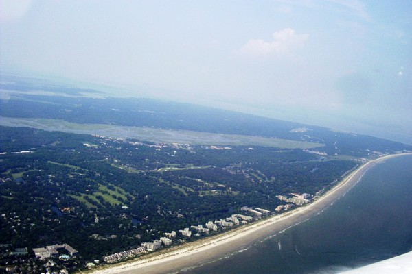 Palmetto Dunes and the Atlantic Beaches with Broad Creek in the background